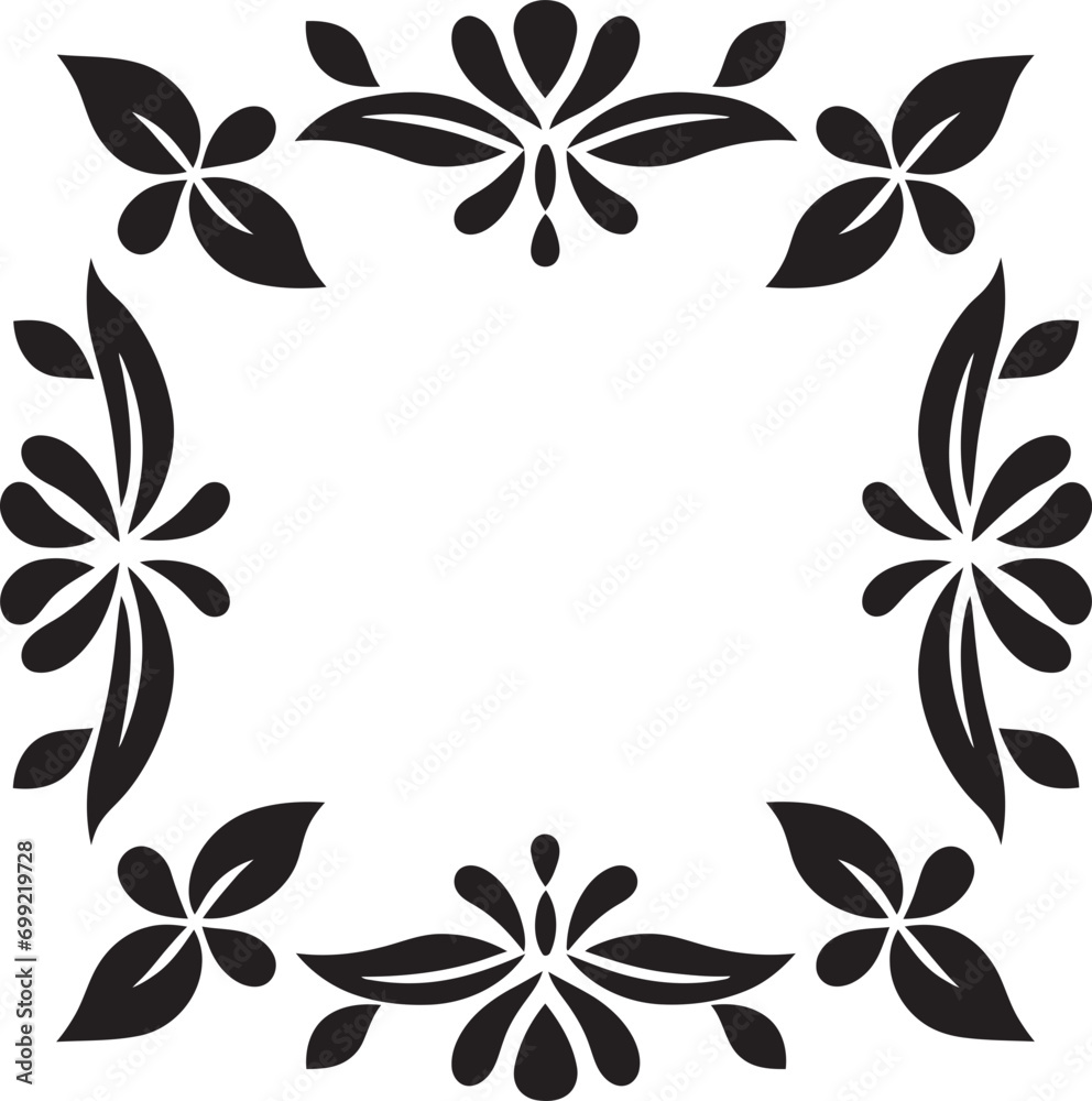 Obraz premium Geometric Blossoms Vector Logo with Florals Tiled Petal Mosaic Black Floral Icon