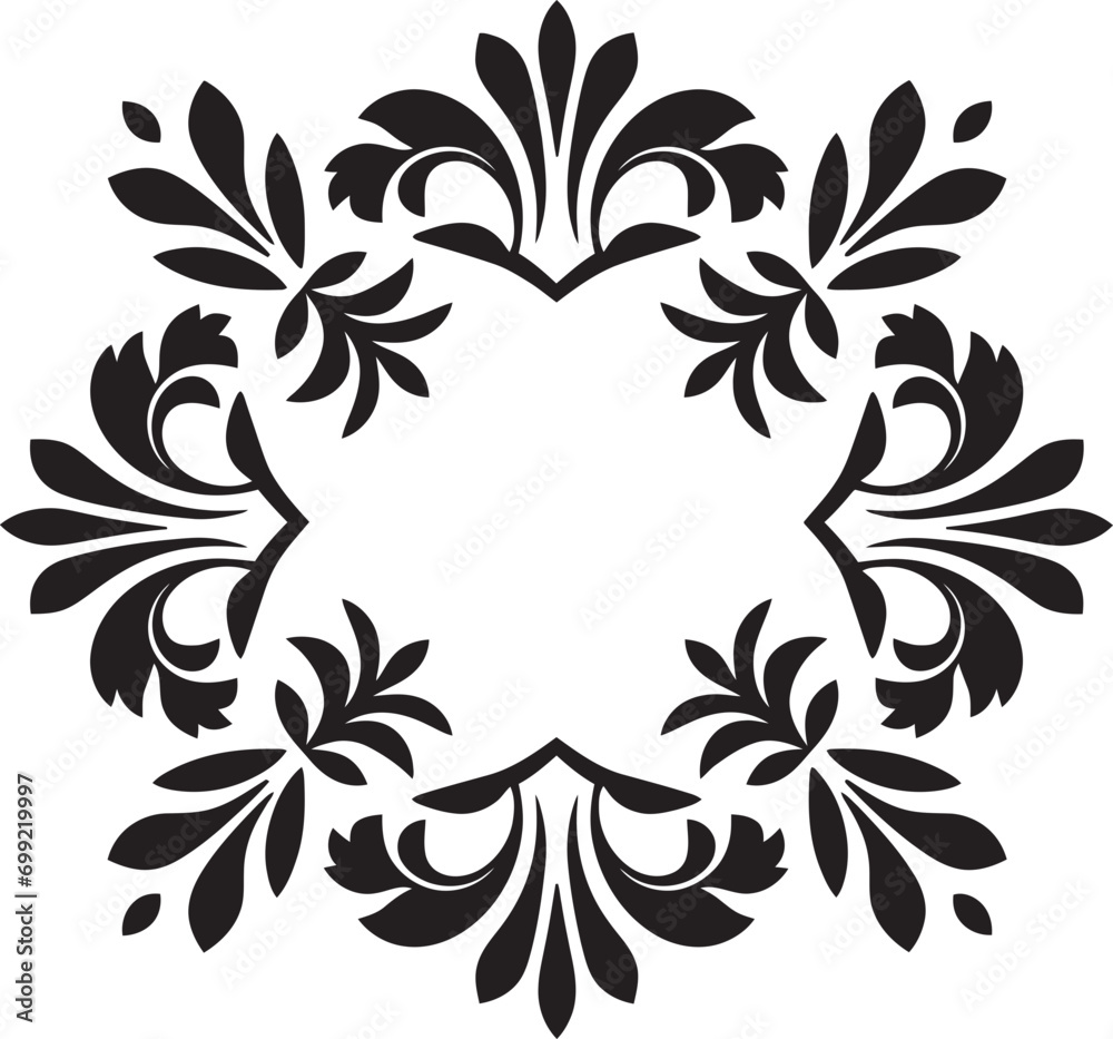 Floral Mosaic Patterns Geometric Vector Icon Structured Geometry Black Floral Tile Design