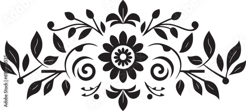 Floral Symmetry Unveiled Black Tile Design Mosaic Petals Geometric Black Vector Icon