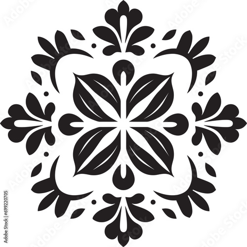 Geometric Blossom Black Logo Icon Tessellated Florals Vector Tile Design