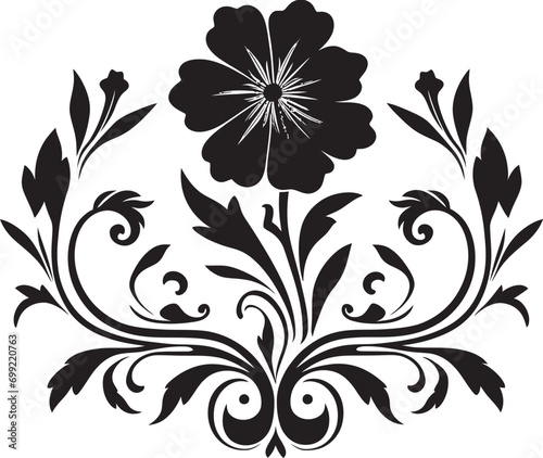 Structured Blooms Geometric Floral Design Floral Harmony Black Vector Tile Pattern