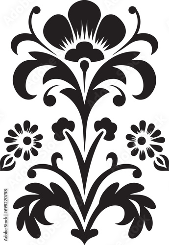 Fototapeta Naklejka Na Ścianę i Meble -  Abstract Garden Geometric Tile Icon Elegant Patterns Black Floral Vector Logo