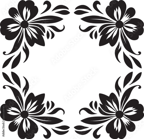Abstract Petal Array Vector Tile Emblem Geometric Blossom Black Logo Icon