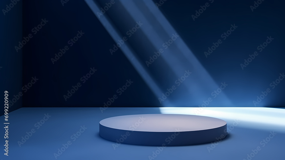 Simple abstract background of product display lights on dark blue wall, new product podium Simple abstract background of product display lights on dark blue wall, new product podium