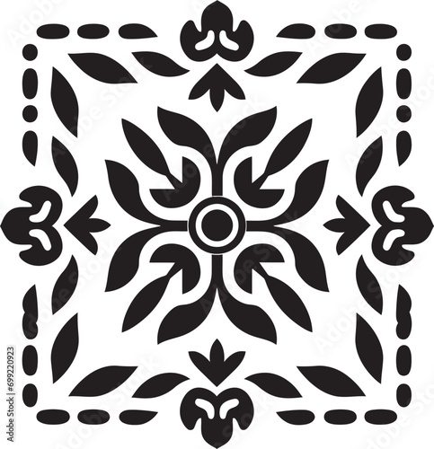 Abstract Petal Array Black Emblem Icon Tessellated Blooms Geometric Vector Pattern