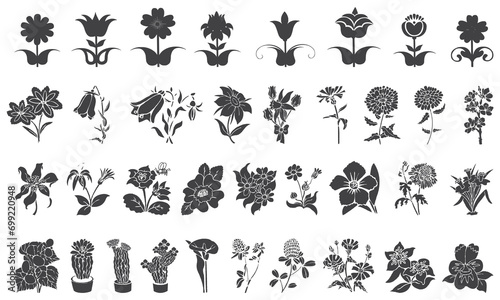 Flowers icon and glyph bundle