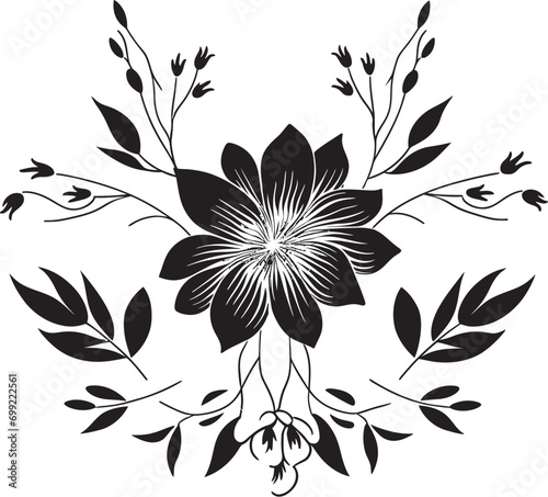 Vintage Inked Garden Chronicles Handcrafted Floral Icons Noir Floral Reverie Black Floral Logo Elements