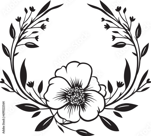 Noir Floral Reverie Black Floral Logo Elements Elegant Inked Petal Odyssey Hand Drawn Floral Logos
