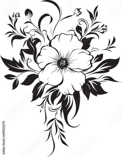 Elegant Inked Petal Odyssey Hand Drawn Floral Logos Noir Gardenia Symphony Noir Logo Icons