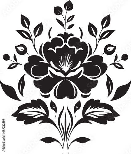 Noir Floral Reverie Black Floral Emblem Sketches Elegant Inked Petal Odyssey Handcrafted Floral Elements