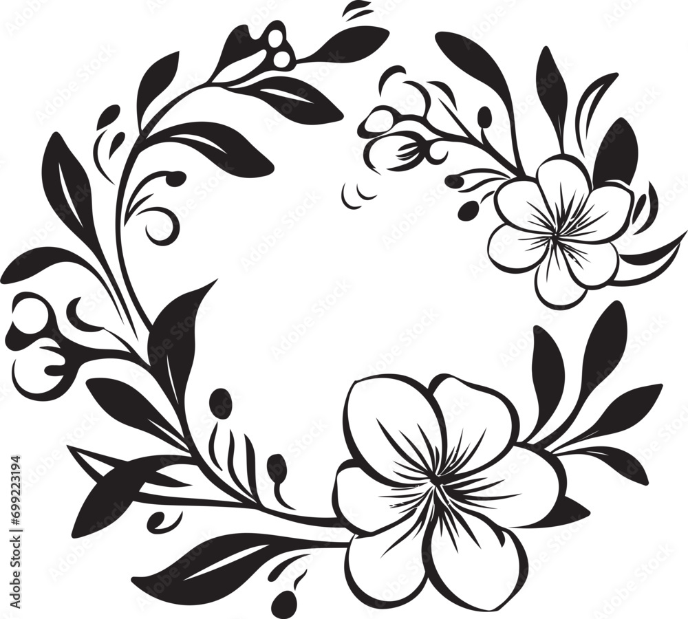 Noir Blossom Waltz Monotone Floral Logo Elements Ink Noir Garden Serenade Noir Hand Drawn Florals