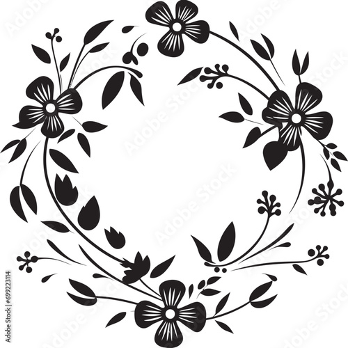 Noir Blossom Reverie Monochrome Hand Drawn Floral Icons Chic Inked Petal Odyssey Black Floral Emblem Designs