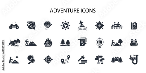 Adventure icon set.vector.Editable stroke.linear style sign for use web design,logo.Symbol illustration. photo