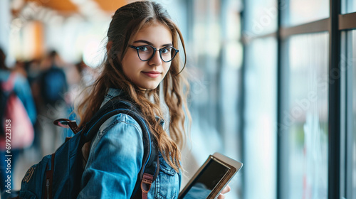 estudiante adolescente posando con gafas