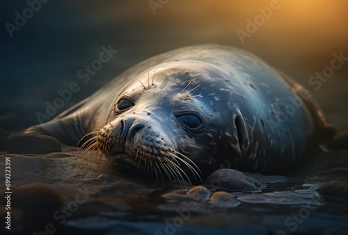 seal lies on the rocks © grigoryepremyan