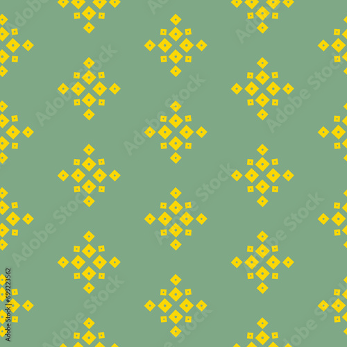 Bandhni seamless pattern. Indian Gujarati, Jaipuri style pattern in green and gold 