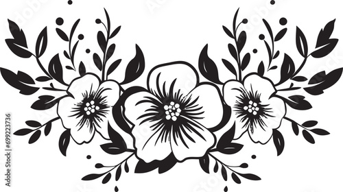 Chic Noir Petal Ensemble Artistic Floral Vector Vectors Noir Blossom Reverie Graphite Hand Drawn Logo Sketches