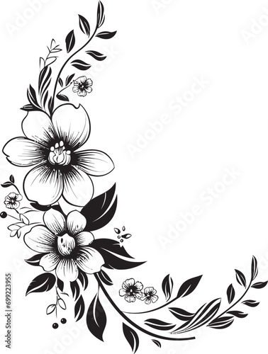 Chic Noir Petal Ensemble Artistic Floral Vector Vectors Noir Blossom Reverie Graphite Hand Drawn Logo Sketches