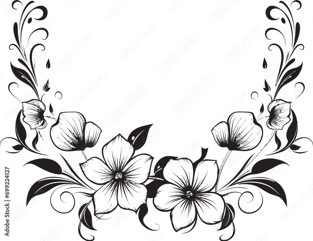 Natures Sketchbook Black Vector Logo Handcrafted Botanica Floral Element Design