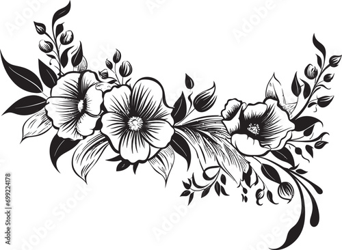 Graphite Petal Etchings Hand Drawn Black Emblem Design Noir Gardenia Reverie Artistic Floral Vector Icons
