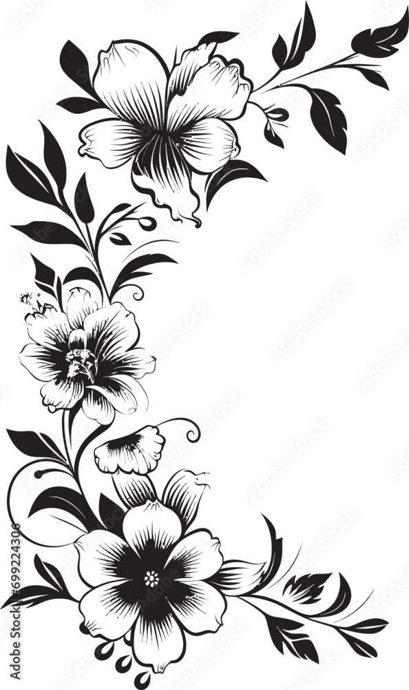 Monochrome Floral Elegance Noir Emblematic Sketches Ink Noir Garden Stories Intricate Black Floral Icons