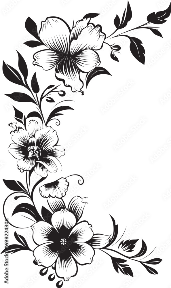 Obraz premium Monochrome Floral Elegance Noir Emblematic Sketches Ink Noir Garden Stories Intricate Black Floral Icons