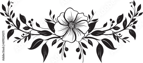 Sketchpad Blooms Hand Drawn Floral Logo Artistic Botanicals Black Vector Floral Design