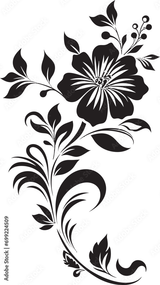 Hand Drawn Nature Floral Icon in Black Organic Sketches Black Vector Floral Logo Hand Drawn Nature Floral Icon in Black Organic Sketches Black Vector Floral Logo