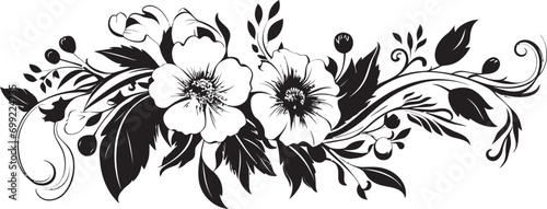 Handcrafted Blossoms Artistic Black Vector Icon Organic Charm Hand Drawn Floral Emblem