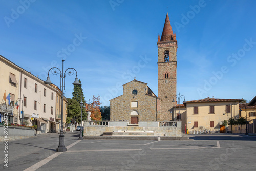 Arezzo, Italy. View of St Augustine church located on Piazza Sant Agostino square photo