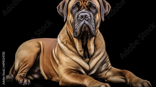 Majestic Mastiff  A regal mastiff sitting proudly  isolated on a white background  exuding strength and grace.