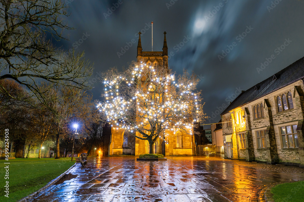 Blackburn Cathedral, Lancashire UK on Christmas Day - obrazy, fototapety, plakaty 