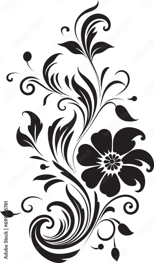 Delicate Hand Drawn Petals Elegant Logo Detail Charming Floral Etching Black Vector Icon Delicate Hand Drawn Petals Elegant Logo Detail Charming Floral Etching Black Vector Icon
