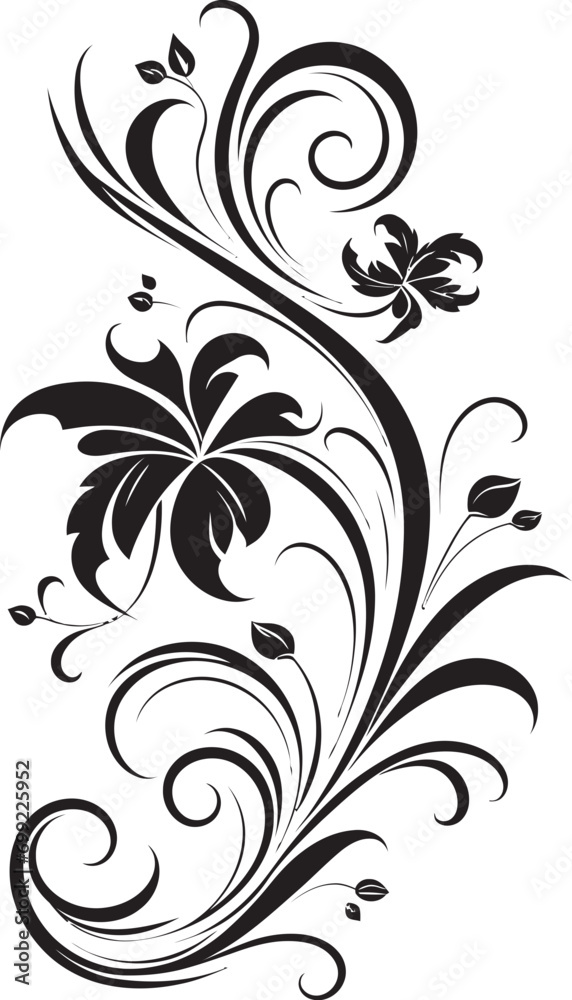 Sculpted Blossom Accent Black Design Element Intriguing Botanical Illustration Iconic Vector Sculpted Blossom Accent Black Design Element Intriguing Botanical Illustration Iconic Vector