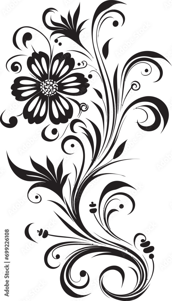 Intricate Floral Scroll Black Icon Design Artisanal Petal Flourish Vector Logo Intricate Floral Scroll Black Icon Design Artisanal Petal Flourish Vector Logo