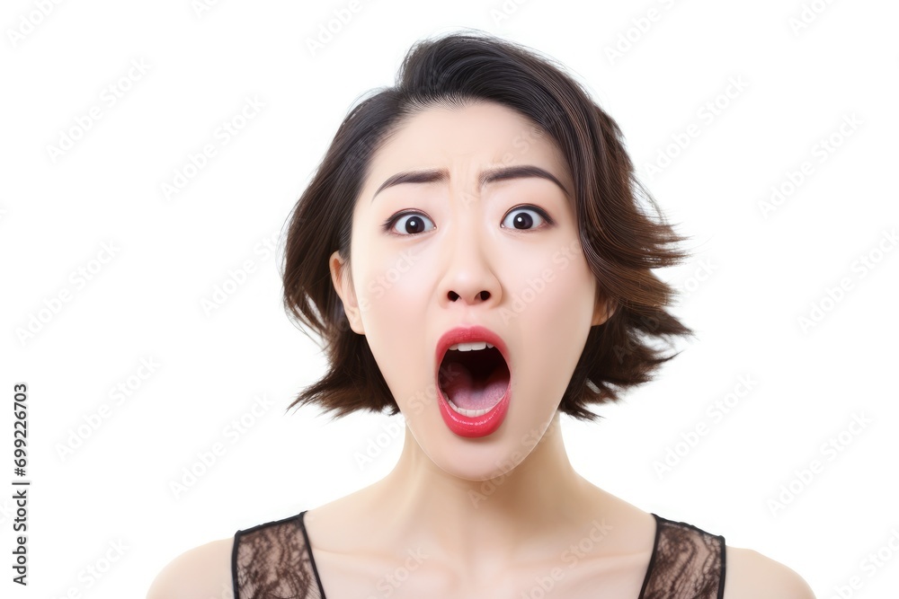 A woman with a surprised look on her face A woman with a surprised look on her face