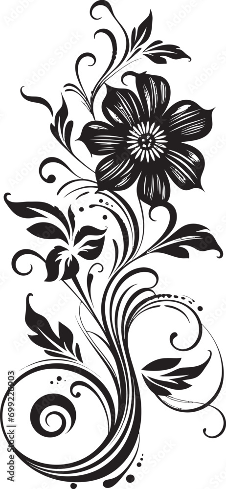 Flowing Vine Accent Black Vector Logo Element Detailed Botanical Sketching Iconic Vector Emblem Flowing Vine Accent Black Vector Logo Element Detailed Botanical Sketching Iconic Vector Emblem
