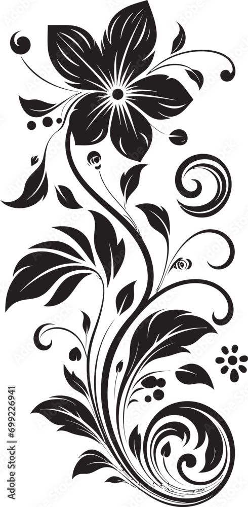 Charming Hand Rendered Vines Black Vector Design Fanciful Floral Scrollwork Iconic Logo Element Charming Hand Rendered Vines Black Vector Design Fanciful Floral Scrollwork Iconic Logo Element