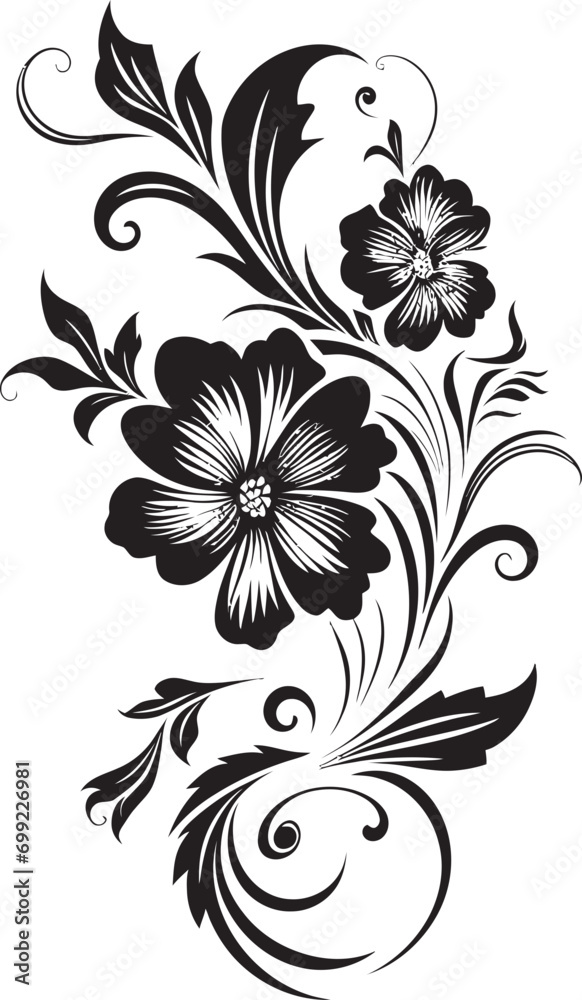 Exquisite Floral Artistry Handcrafted Vector Emblem Sleek Botanical Outlines Black Logo Icon