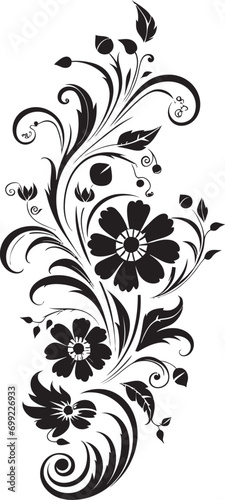 Gorgeous Handcrafted Petals Black Logo Symbol Timeless Floral Curves Hand Drawn Vector Emblem