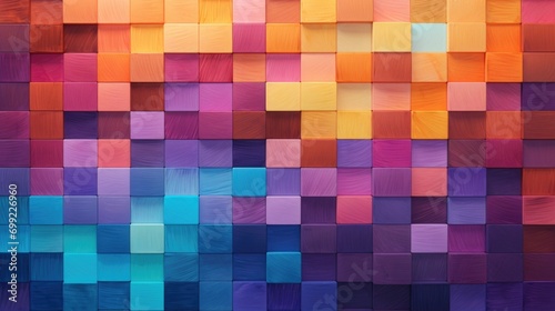 Spectrum of stacked multi-colored wooden blocks