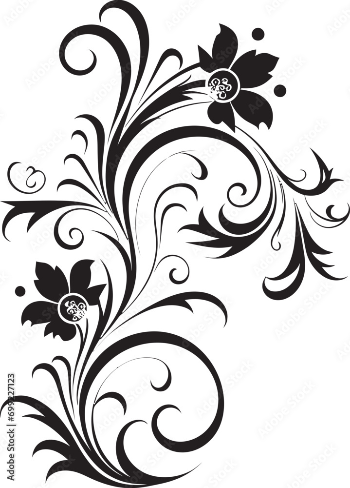 Chic Floral Impressions Black Vector Icon Radiant Handcrafted Vines Iconic Logo Symbol Chic Floral Impressions Black Vector Icon Radiant Handcrafted Vines Iconic Logo Symbol