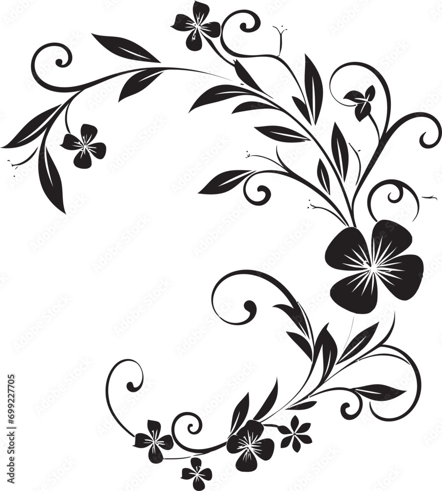 Noir Vine Detail Hand Drawn Black Iconic Emblem Artistic Floral Flow Black Vector Logo Icon Noir Vine Detail Hand Drawn Black Iconic Emblem Artistic Floral Flow Black Vector Logo Icon