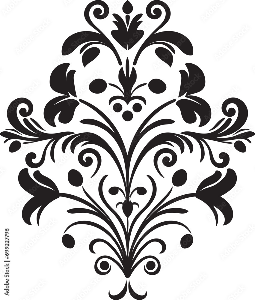 Obraz premium Whimsical Noir Essence Hand Drawn Vector Emblem Elegant Botanical Intricacies Black Iconic Design