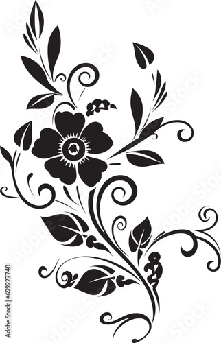 Elegant Noir Composition Handcrafted Black Logo Design Chic Floral Intricacies Hand Rendered Vector Icon
