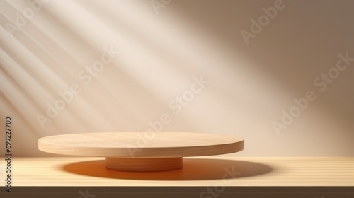 wooden surface for presentation against wall background