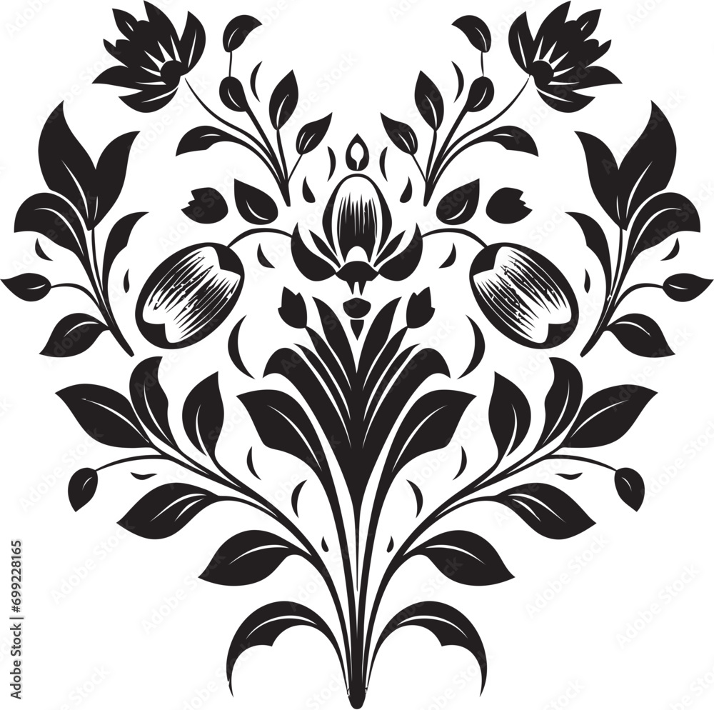 Chic Noir Blossoms Handcrafted Vector Logo Design Intricate Noir Vines Black Hand Drawn Emblem