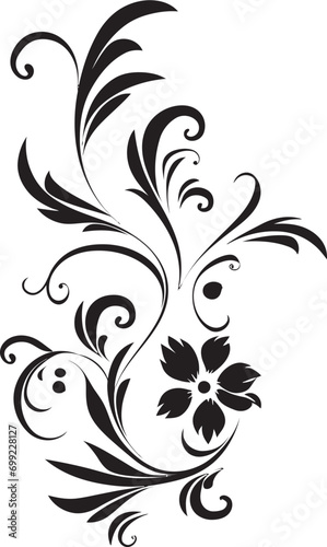 Chic Floral Intricacies Handcrafted Vector Emblem Whimsical Noir Bouquet Black Iconic Logo Element