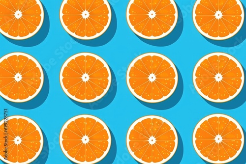 A group of oranges cut in half on a blue background