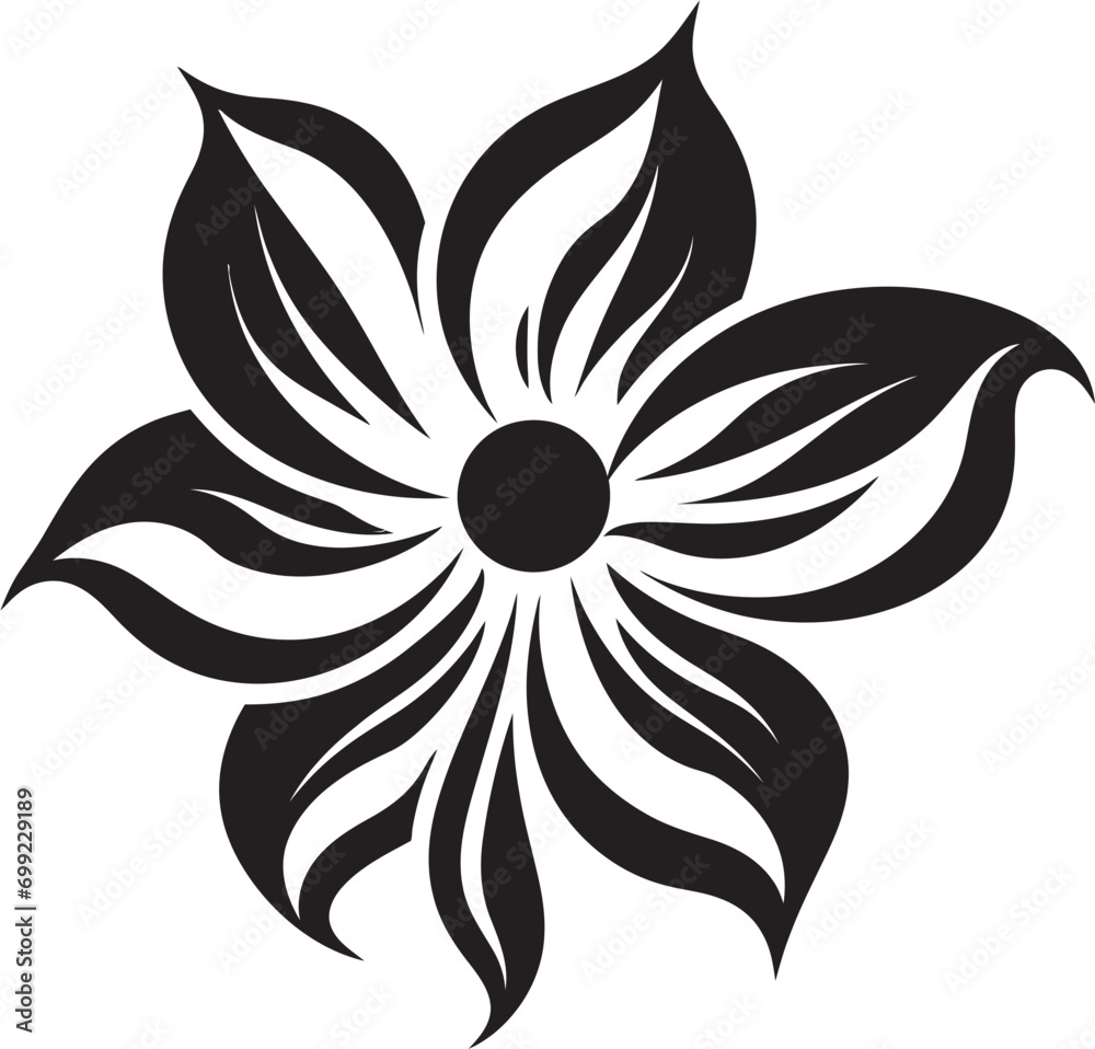 Sleek Petal Abstraction Handcrafted Vector Emblem Chic Minimalist Flower Black Artistic Icon Sleek Petal Abstraction Handcrafted Vector Emblem Chic Minimalist Flower Black Artistic Icon